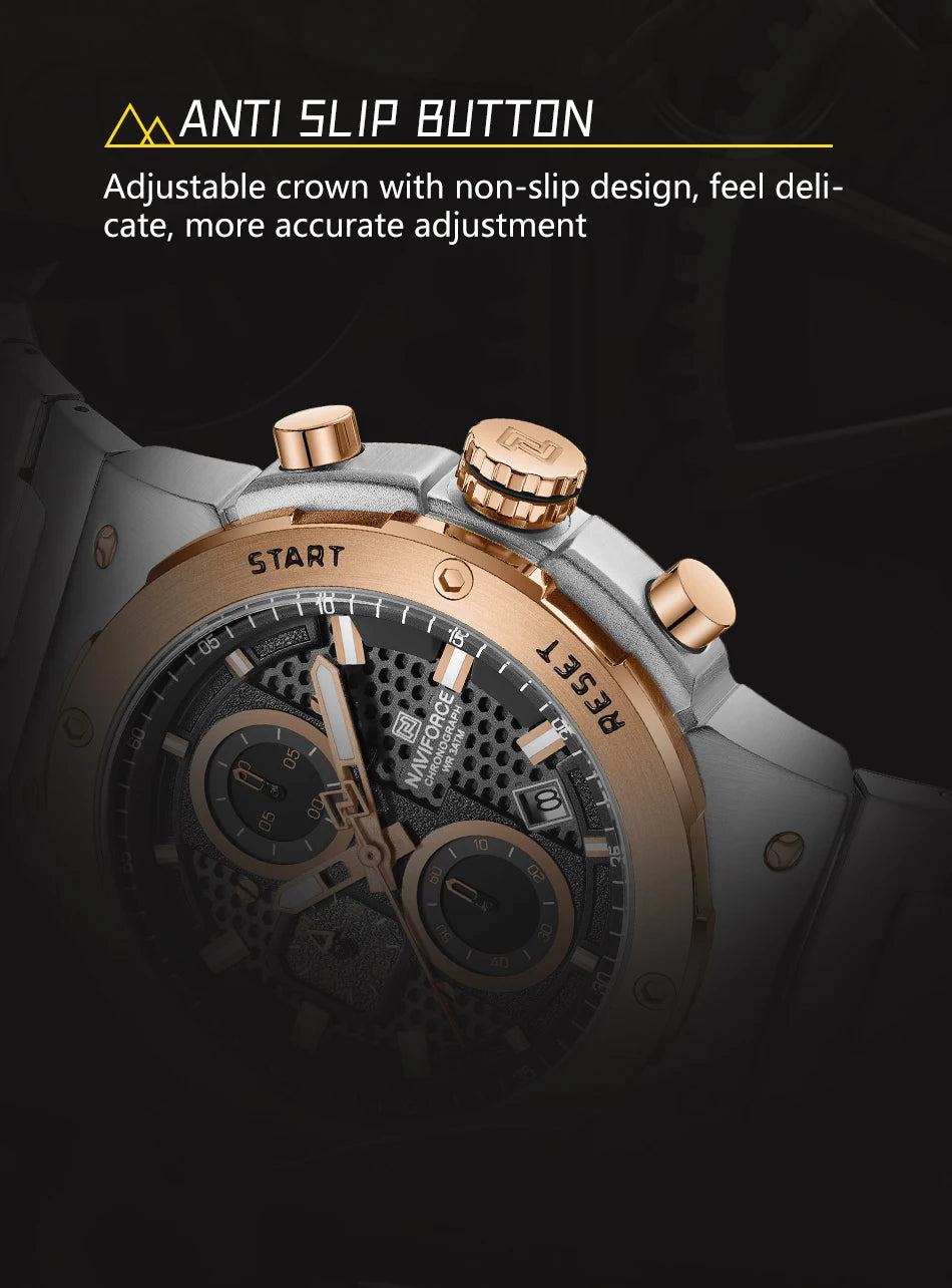 NAVIFORCE Man Quartz Top Brand Watch Luxury Luminous Chronograph Wristwatch Stainless Steel Waterproof Men Date Calendar Clock