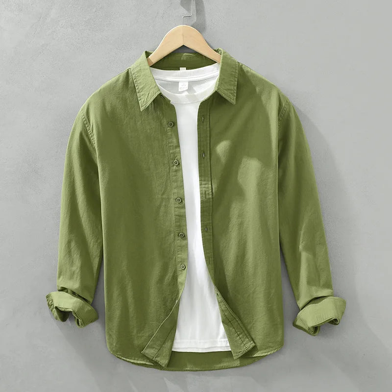 2025 Spring New Casual 100% Cotton Long Sleeve Shirt for Men Multi-color Simple Solid Color Classic Daily Shirts CM6651