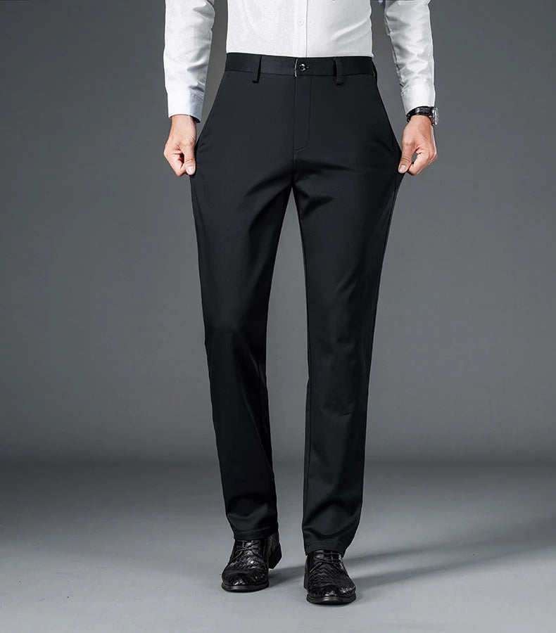 Men's lightweight business casual pants with micro elasticitymen's quick drying pantsnew straight leg office black deep bluepant