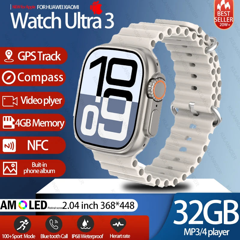 2025 New IOS DT Ultra 3 High-End Business Watch 32G Large Memory Album Smartwatch Men Sports Fitness Waterproof Watch Sportwatch