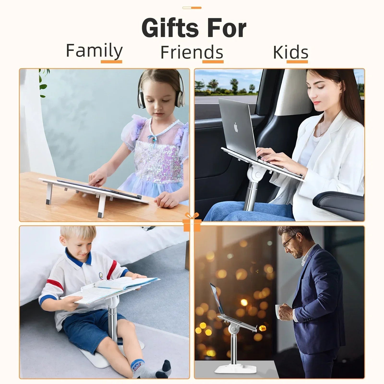 Eary Portable Laptop Stand for Desk Adjustable Height Holder for Macbook Air Pro Stable Stand Gifts for Girls Mom Students Kids