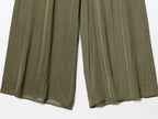 TFMLN New Women's High Waist Wide Leg Pants Fashion Elastic Waist Long Straight Trousers Lady Casual Solid Pocket Pants Summer