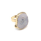 Natural Semi Precious Stones Irregular Crystal Druzy Rings Reiki Healing Embryo Agate Jewelry Accessories Party Gifts for Women
