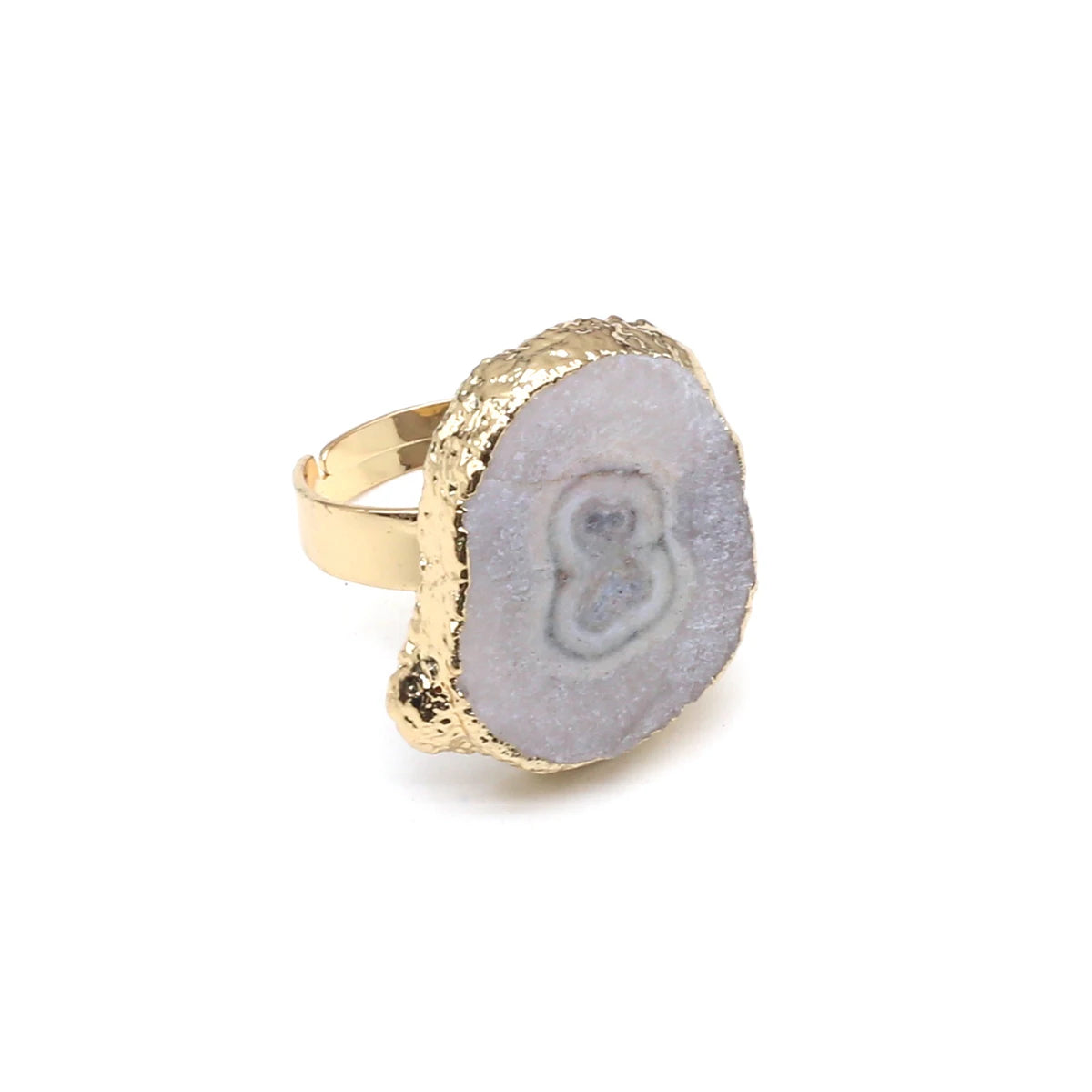Natural Semi Precious Stones Irregular Crystal Druzy Rings Reiki Healing Embryo Agate Jewelry Accessories Party Gifts for Women