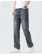 Summer Thin Straight Jeans Men's Clothing Soft Breathable Trousers Male Brand Comfortable Business Loose Denim Pants Retro Y2K