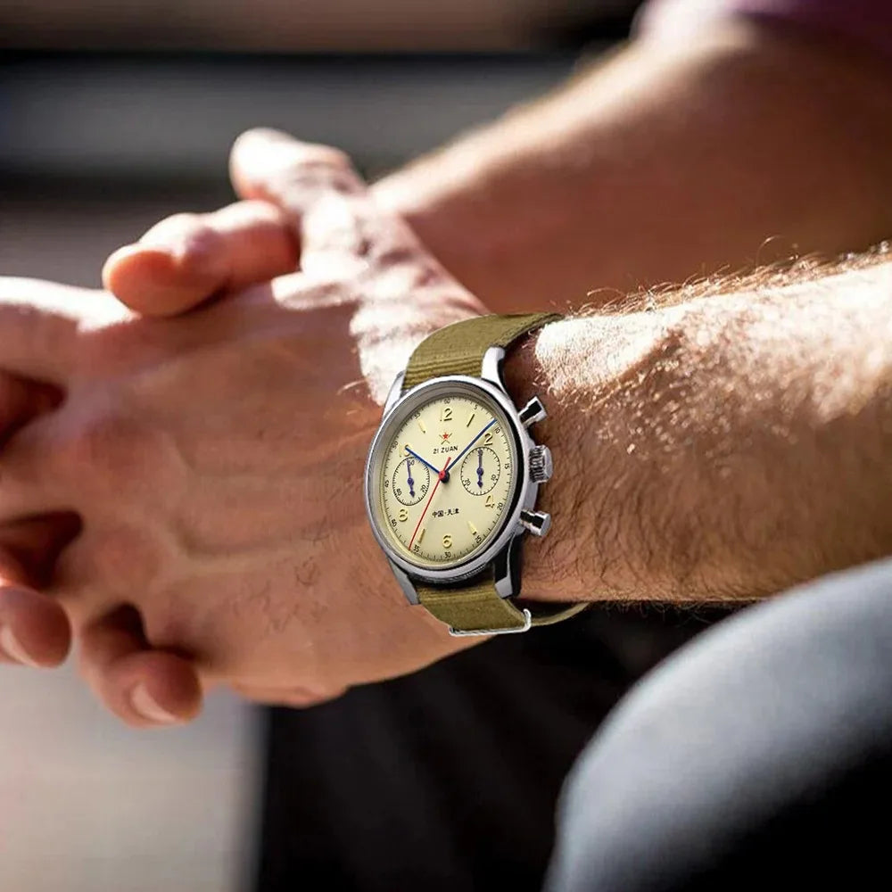 FMEIS Original Seagull Men's Watches 1963 Pilot Automatic Watch 42mm Waterproof Retro Quartz Chronograph Vintage Dress Watch