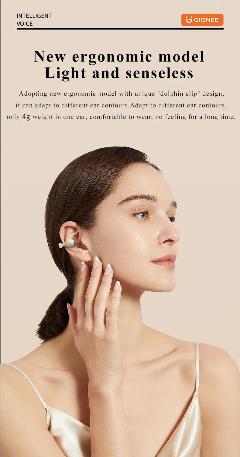 Gionee JL007 Ear Clip Equalize Earphones Wireless Bluetooth Earbuds ENC Noise Reduction Headphones with Mic Smart Equalizer App