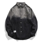Korean fashion washed gradient denim shirt for men clothing High quality streetwear harajuku casual coat tremdy Long sleeve male