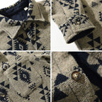 2024 Autumn Winter New Vintage Loose Printed Wool Shirts for Men Clothing Cargo Big Pockets Men Shirts AZT738