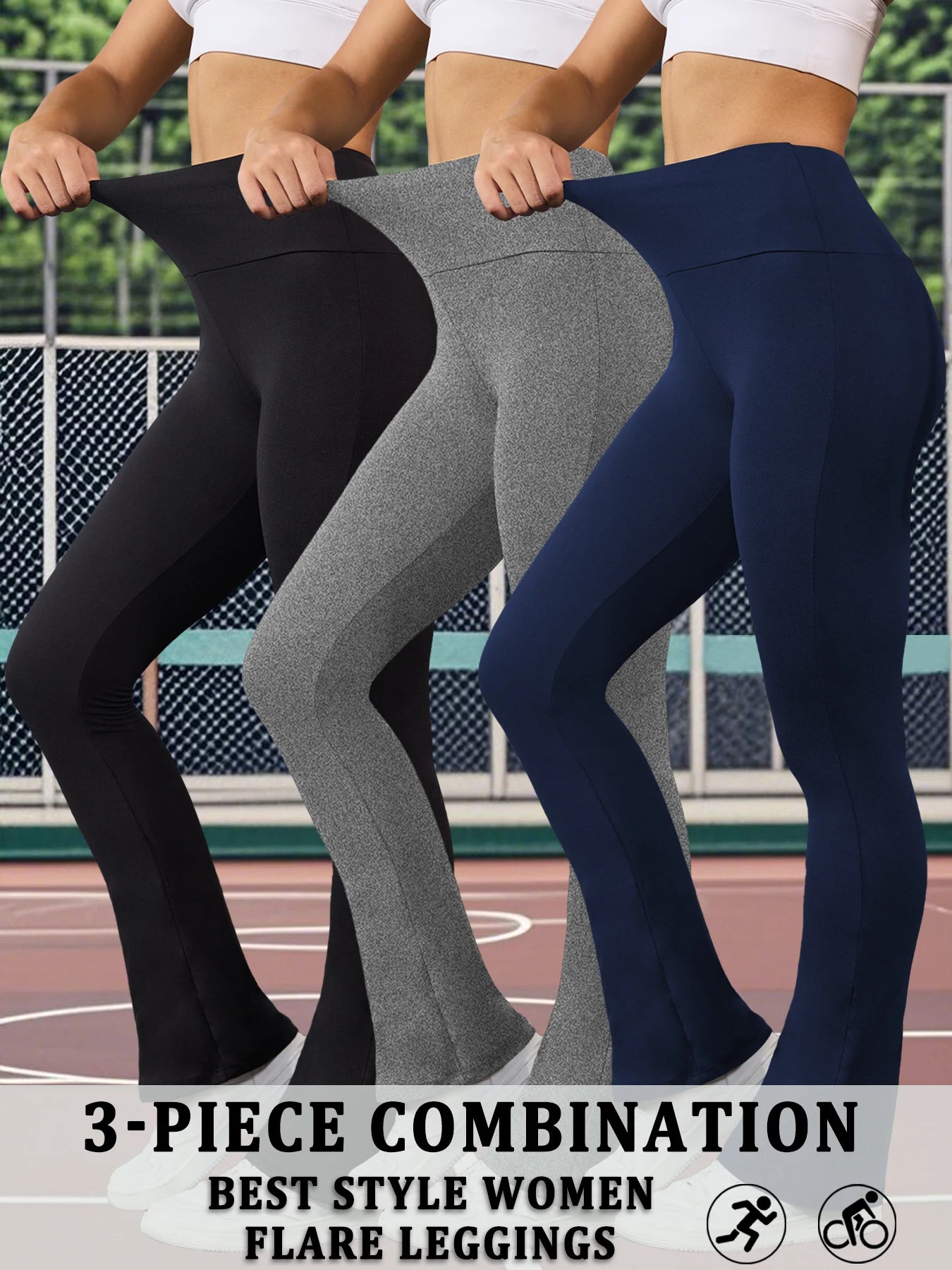 3 Pack Women's Super Soft Flare Pants High Waisted Tummy Control Workout Yoga Push Up Gym Fitness Long Leggings Bell Bottoms