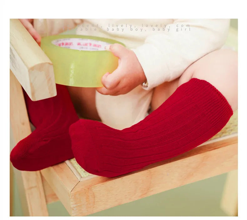 3Pairs/Lot Baby Knee High Socks Kids Girls Boys Soft Cotton Long Sock Cute Spanish Stripe Solid Children Socken For 0-8Years