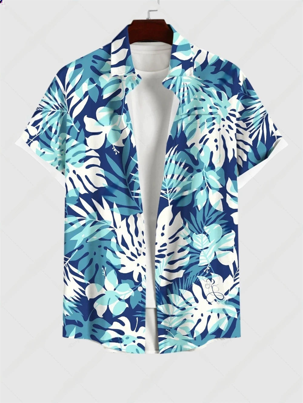 Hawaiian Men's Summer Casual Flower Korean Retro Shirt Geometric Print Short Sleeve Tops Casual Shirt for Men Short Sleeve Shirt