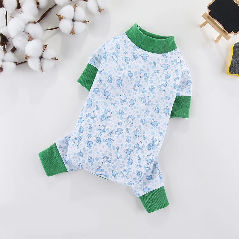 Luxury Dog Jumpsuits Pet Dog Clothes for Small Dogs Soft Cotton Puppy Pajamas Cute Print Cat Jumpsuits Pet Overalls Dog Costumes