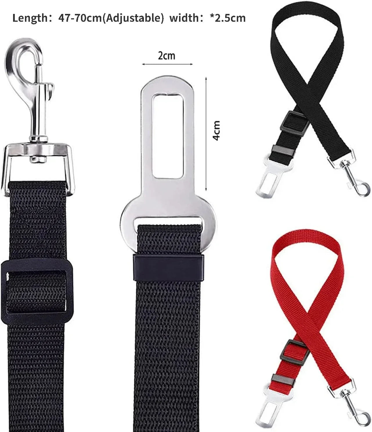 Dog Seat Belt, Dog Car Adjustable Seatbelts for Vehicle Nylon Pet Safety Heavy Duty & Elastic Car Harness for Dogs