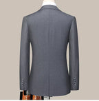 S-8XL New  (Blazer+ Pants) Men's Fashion Business Gentleman Trend Slim-fit Casual Wedding Travel Plus-size Solid Color Suit