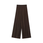 TFMLN New Women's High Waist Wide Leg Pants Fashion Elastic Waist Long Straight Trousers Lady Casual Solid Pocket Pants Summer