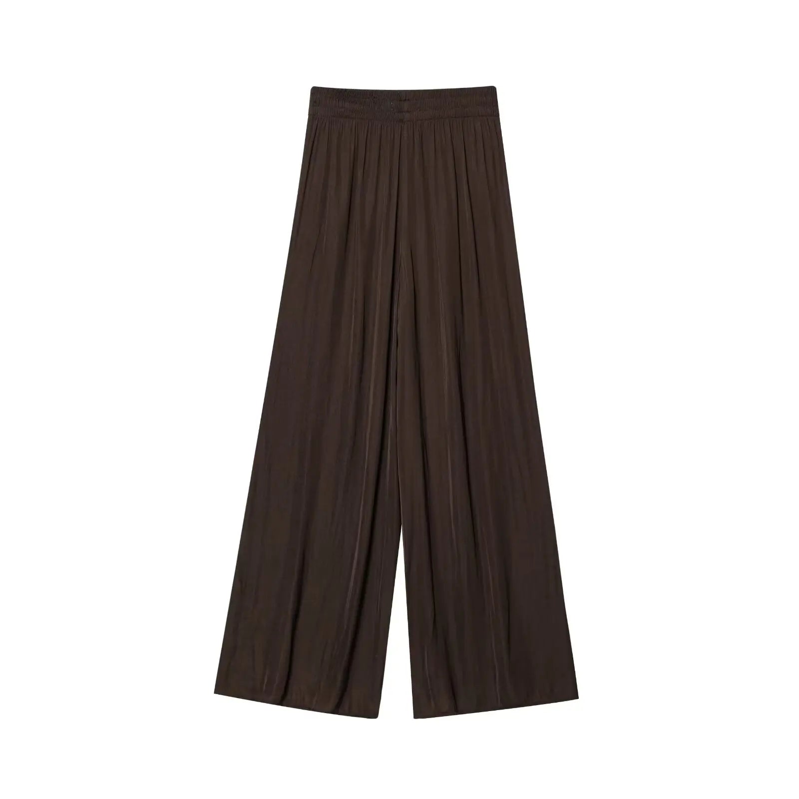 TFMLN New Women's High Waist Wide Leg Pants Fashion Elastic Waist Long Straight Trousers Lady Casual Solid Pocket Pants Summer