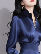 Luxury Satin Shirt Women's Spring Summer New Coat Unique Beautiful Waist Jacket French High-Grade Outerwear Female Overcoat Tops