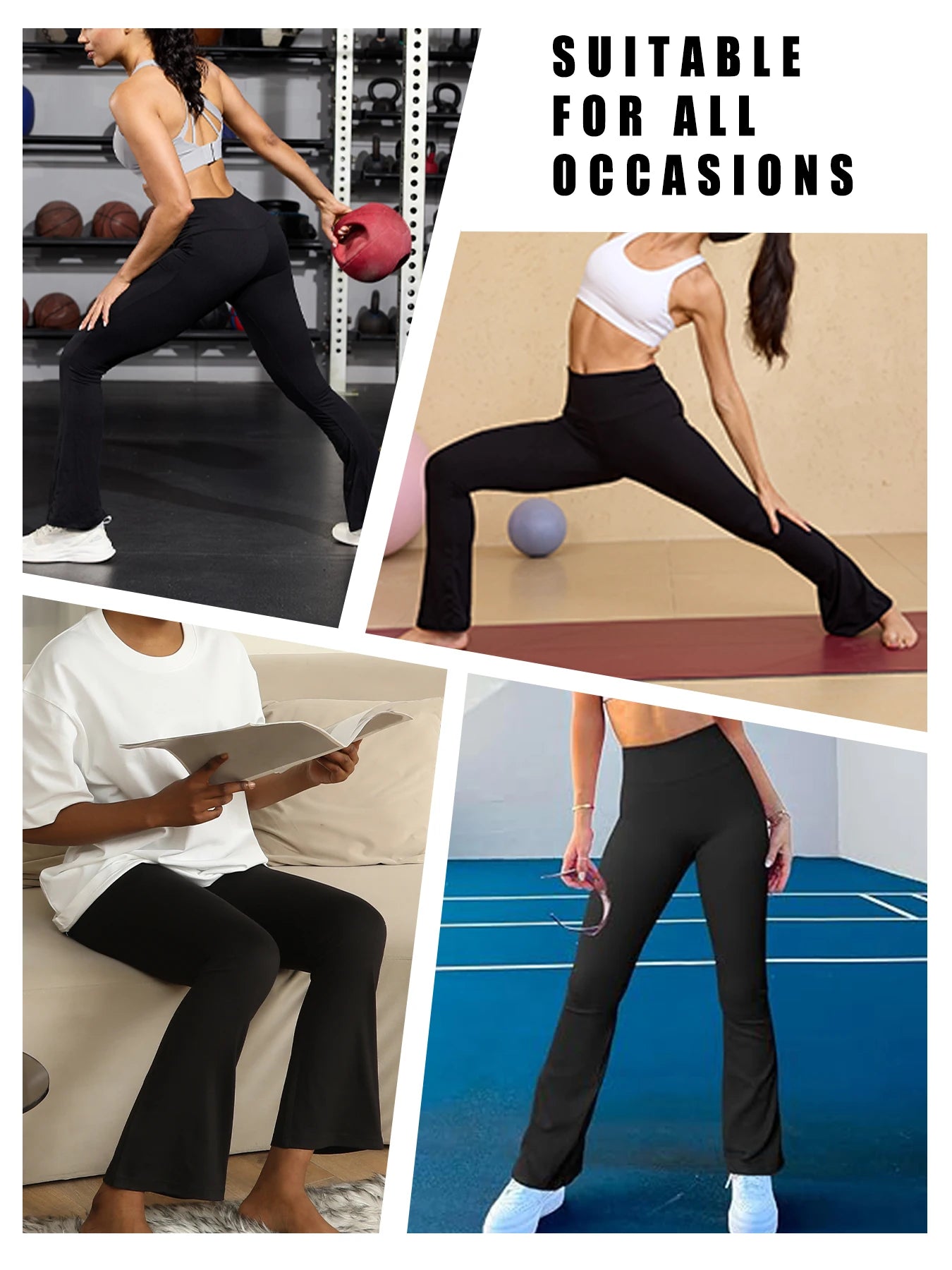 3 Pack Women's Super Soft Flare Pants High Waisted Tummy Control Workout Yoga Push Up Gym Fitness Long Leggings Bell Bottoms