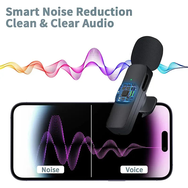 Lavalier Wireless Bluetooth Microphone Portable Audio Video Recording Mini Mic For iPhone Live Broadcast Gaming Phone Type-C