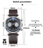 ADDIESDIVE Retro Quartz Watch for Men VK64 Multifunctional 24 Hour Chronograph Watches Bubble Mirror Glass 100m Dive Wristwatch
