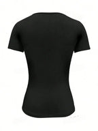 Summer Women's Tops Causal Basic T-Shirts Scoop Neck Short Sleeved Crop Tops Cute Slim Fit Tees Pullovers Clothing Y2K 2025 New