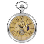 Luxury Gold Moon Phase Without Cover Mechanical Pocket Watch Antique Pendant Pocket Clock High Grade Gifts for Men