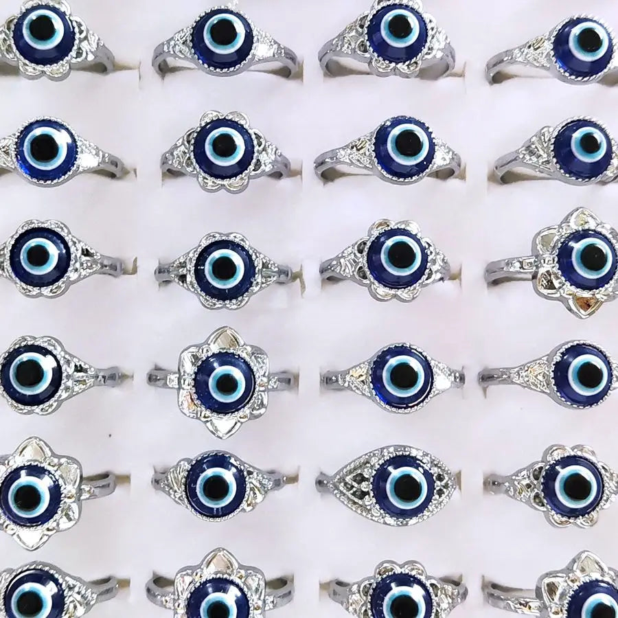 Wholesale 20pcs Evil Blue Eye  Metal Alloy Rings Jewelry