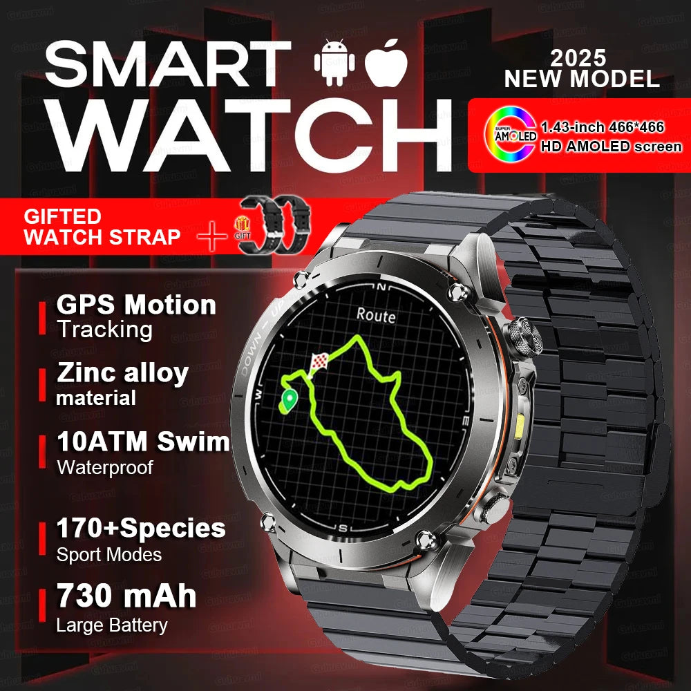 Men New Outdoors Sports Military GPS SmartWatch 10ATM Waterproof 730mAh High Battery Compass NFC HD Call For Huawei Xiaomi Watch