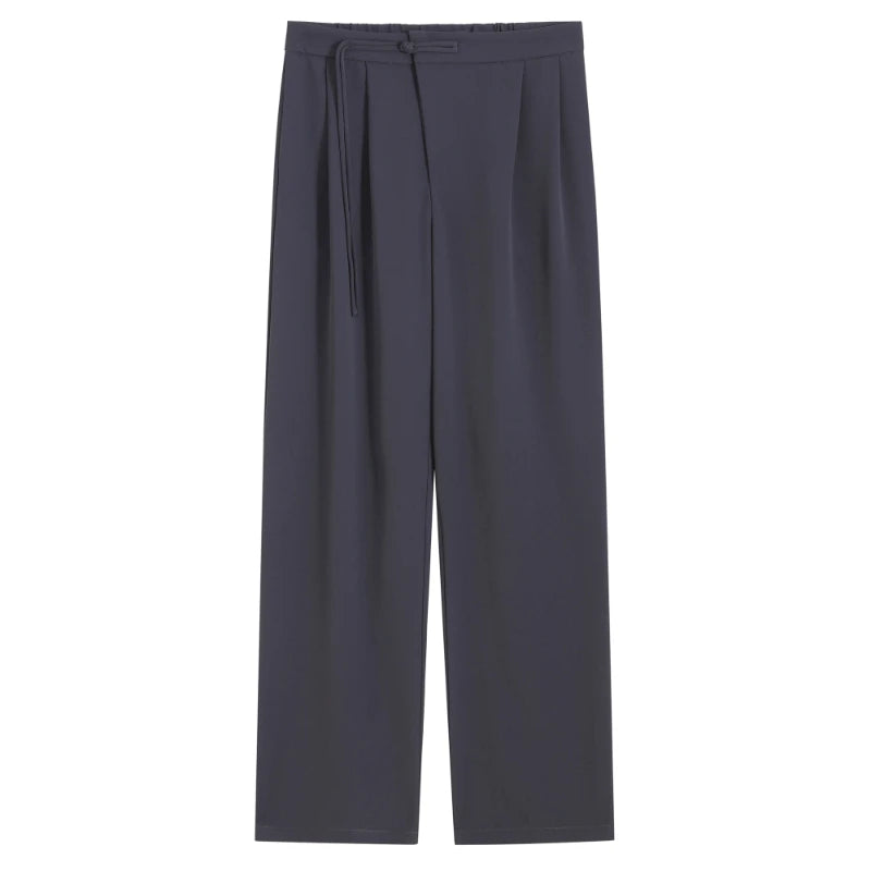 2025 New Spring Summer Tapered Wide Leg Suit Pants White High Waist Drop Hem Loose Straight Casual Slim Fit Trousers Female