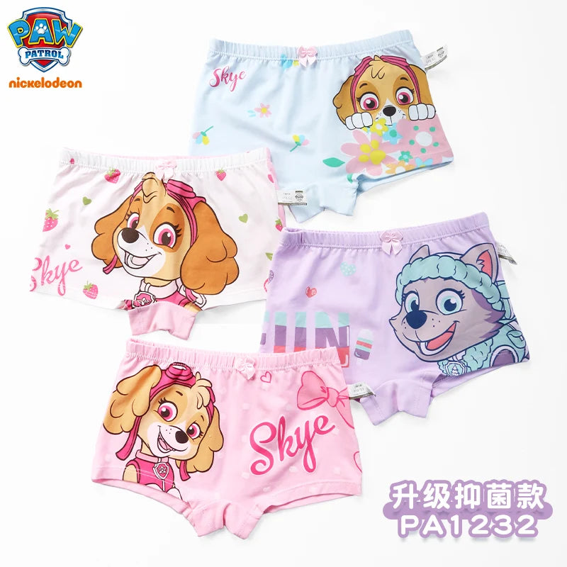 4PCS Genuine Paw Patrol Skye Girl Children Cotton Underwear Printing Panties Kids Short Panties Underpants Girls Briefs Panties