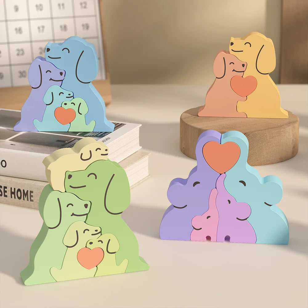 Dogs Family Puzzles Clay Silicone Mold Cat Bear Elephant Gypsum Plaster Mould Animal Craft Ornament Cement Concrete Resin Mold