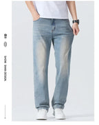 Summer Thin Straight Jeans Men's Clothing Soft Breathable Trousers Male Brand Comfortable Business Loose Denim Pants Retro Y2K