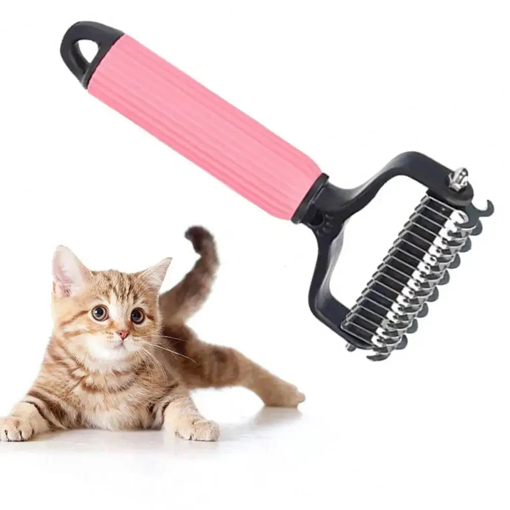 Pet Detangling Comb Handheld Dogs Cats Undercoat Rake Double-Sided Stainless Steel Teeth Deshedding Grooming Brush for Shedding