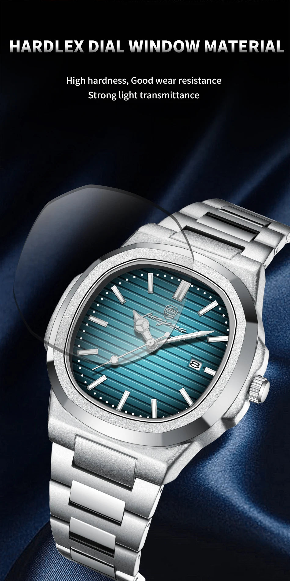 PENGAGAR Trend Men's Watches Classic Fashion Original Quartz Watch for Man Square Dial Waterproof Luminous Date Wristwatch Reloj