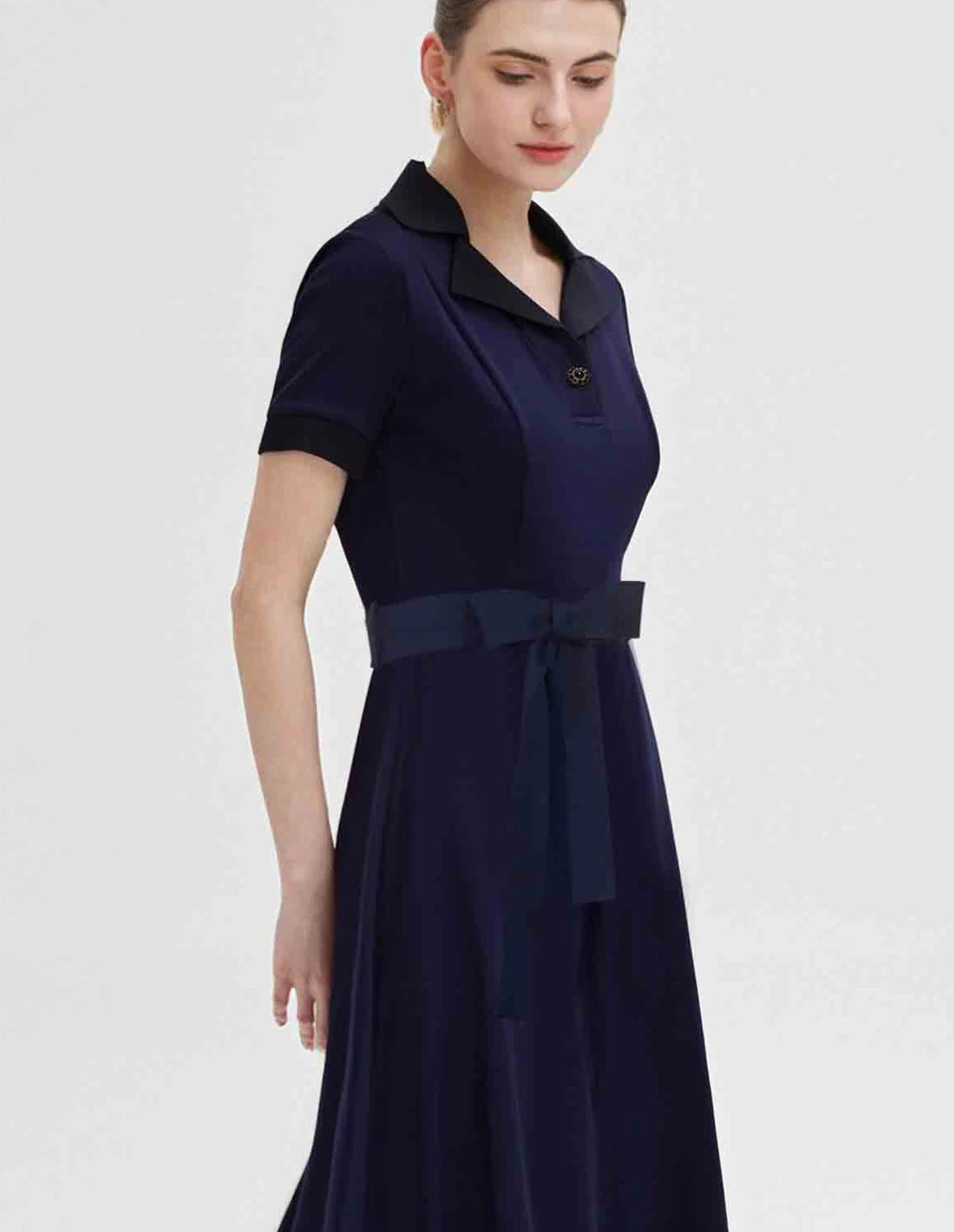 2025 Short-Sleeved Casual Midi Dress Summer Clothes Fashion Casual Office Lady Dresses for Women Vestidos