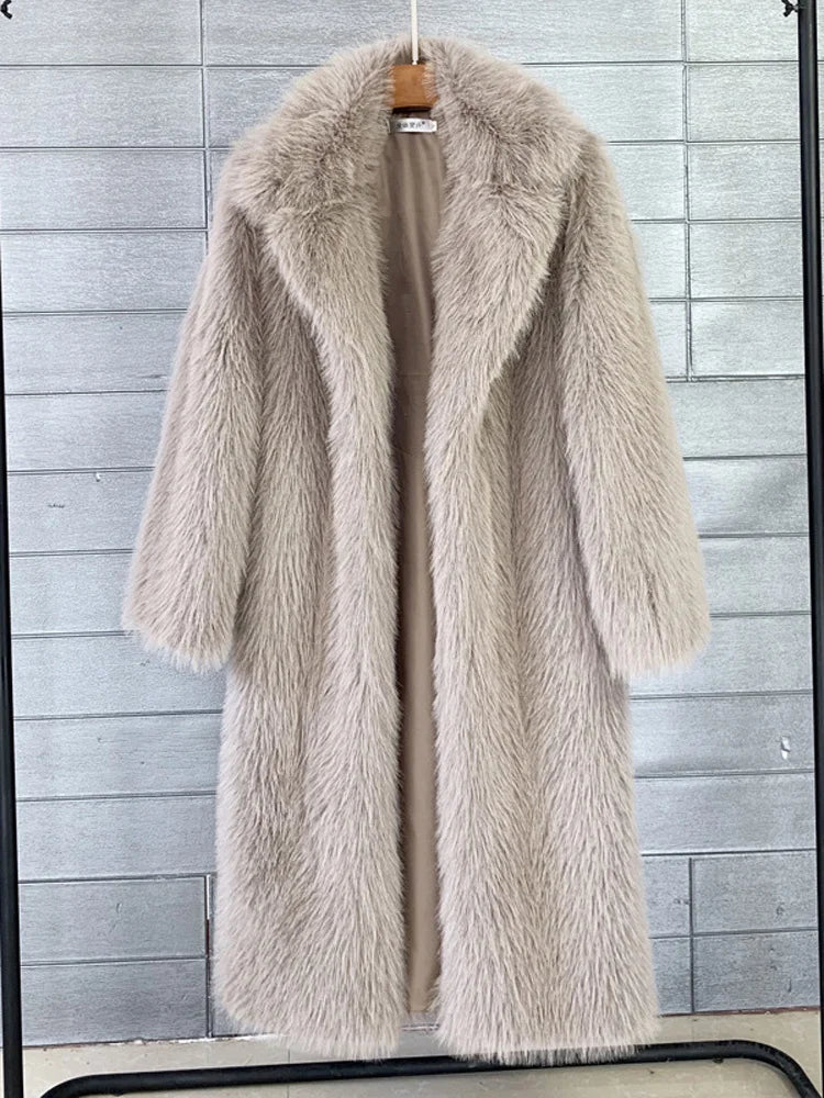 Tossy Winter Fur Feather Loose Overcoat Women's Fashion Pocket Solid Commute Streetwear Jacket Ladies Luxury Patchwork Coat 2025