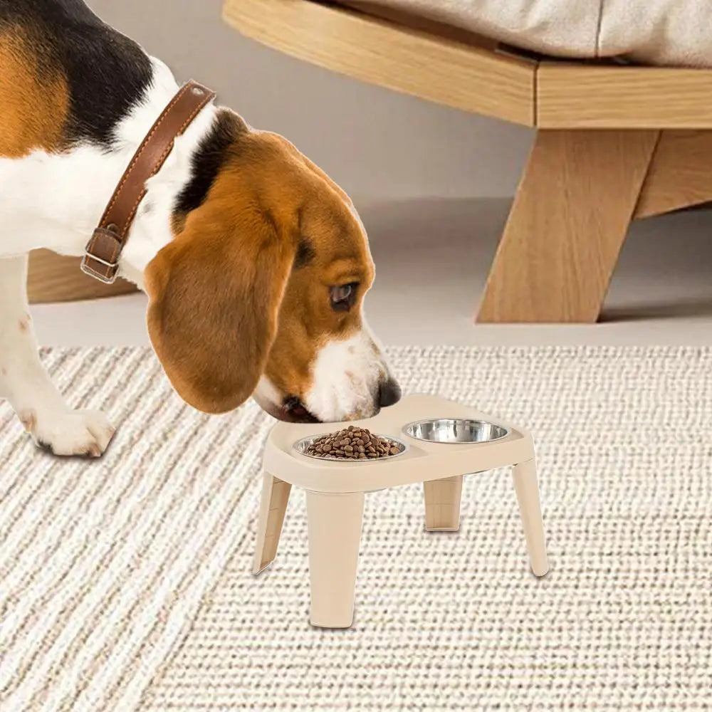 Elevated Dog Feeder Dogs Bowls foldable Raised Stand with Double Stainless Steel Food Water Bowls for Small Medium Large Dogs
