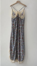 Lace Embroidery Patchwork Women Sling Robe 100% Viscose Floral Skull Wings Printed V-Neck Sleeveless Fashion Ladies Midi Dress