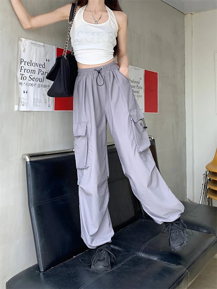 High Waist Wide Leg Workwear Pants Women's Spring 2024 Loose Sun Protection Casual Sports Thin Style Fashionable Trousers