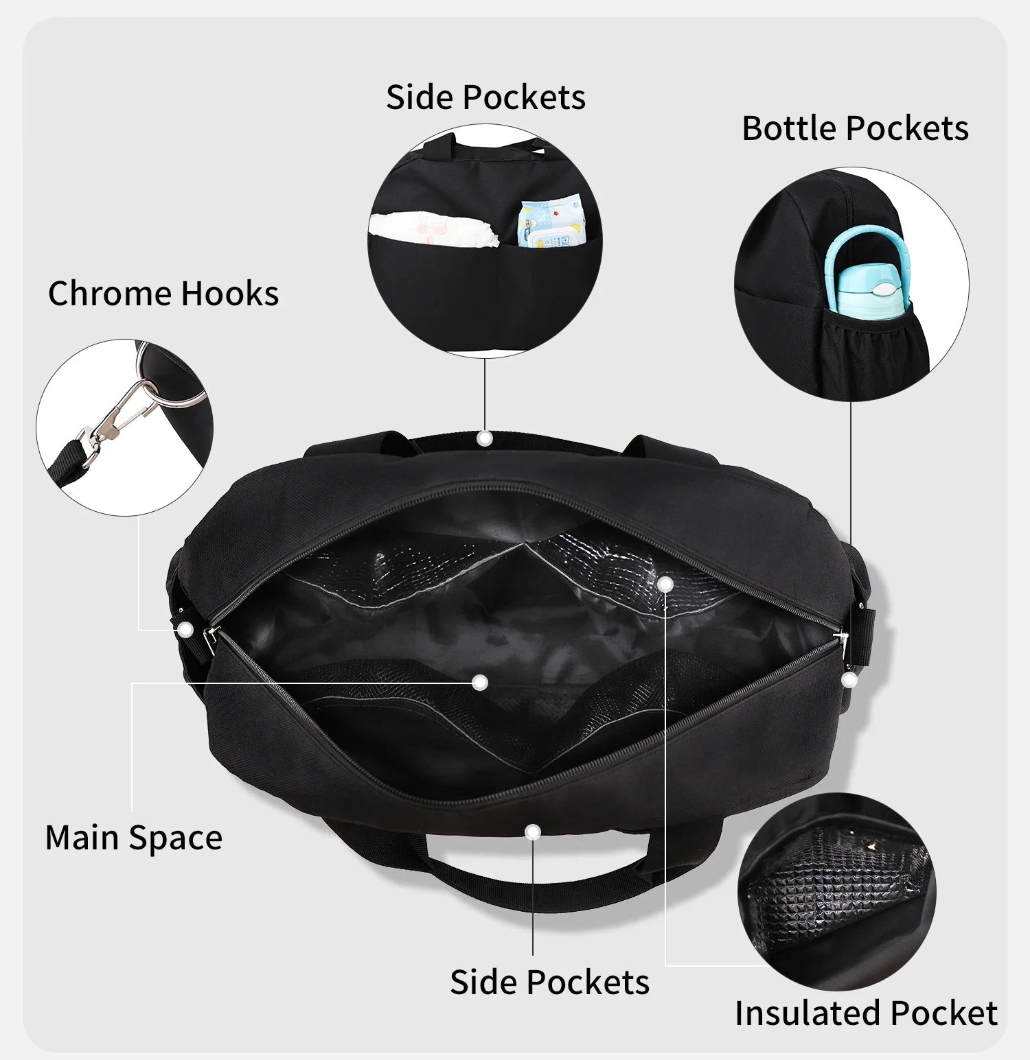 INSULAR Stroller Hanging Package Waterproof Mommy Bags Large Capacity Baby Bottle Insulation Packet Multi-functional Go Out