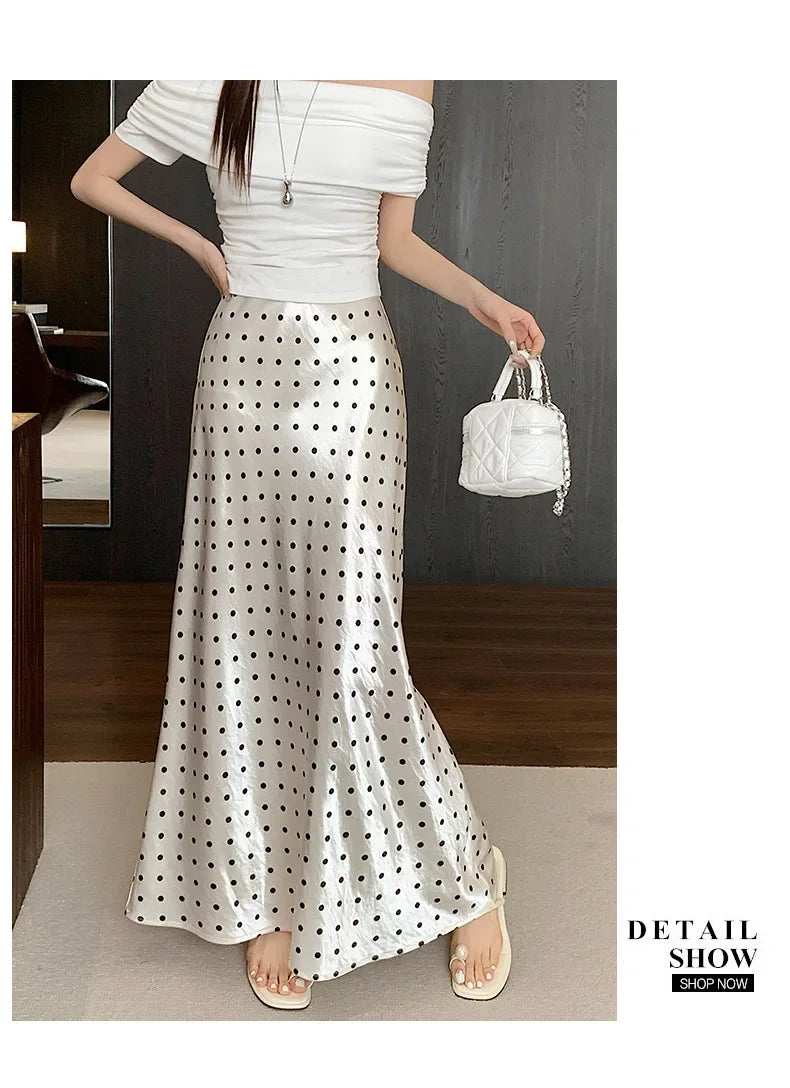 Spring 2025 High-Waisted Hoop Skirt Women's Vinegar Slimfish Tail Skirt A- Line Flared Hip Covering Long Dress
