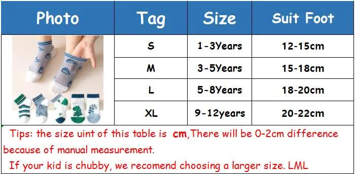 5 Pairs/Lot Children Socks Boy Girl Baby Fashion Cotton Solid Wild Soft Cozy Breathable For 1-12Y Summer Kids Casual Mesh Socks