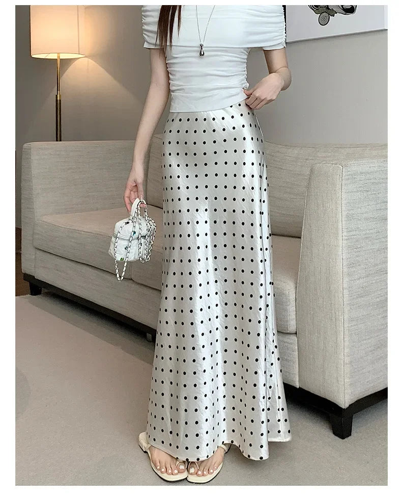 Spring 2025 High-Waisted Hoop Skirt Women's Vinegar Slimfish Tail Skirt A- Line Flared Hip Covering Long Dress
