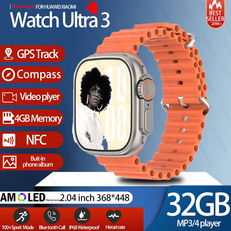 2025 New IOS DT Ultra 3 High-End Business Watch 32G Large Memory Album Smartwatch Men Sports Fitness Waterproof Watch Sportwatch
