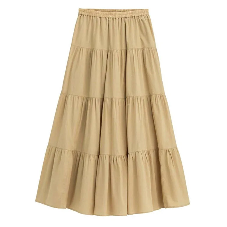 2024 Spring Autunm women Ruffle skirt fashion Summer cotton linen skirts long maxi party skirts red purple pink M-5XL 6XL 7XL