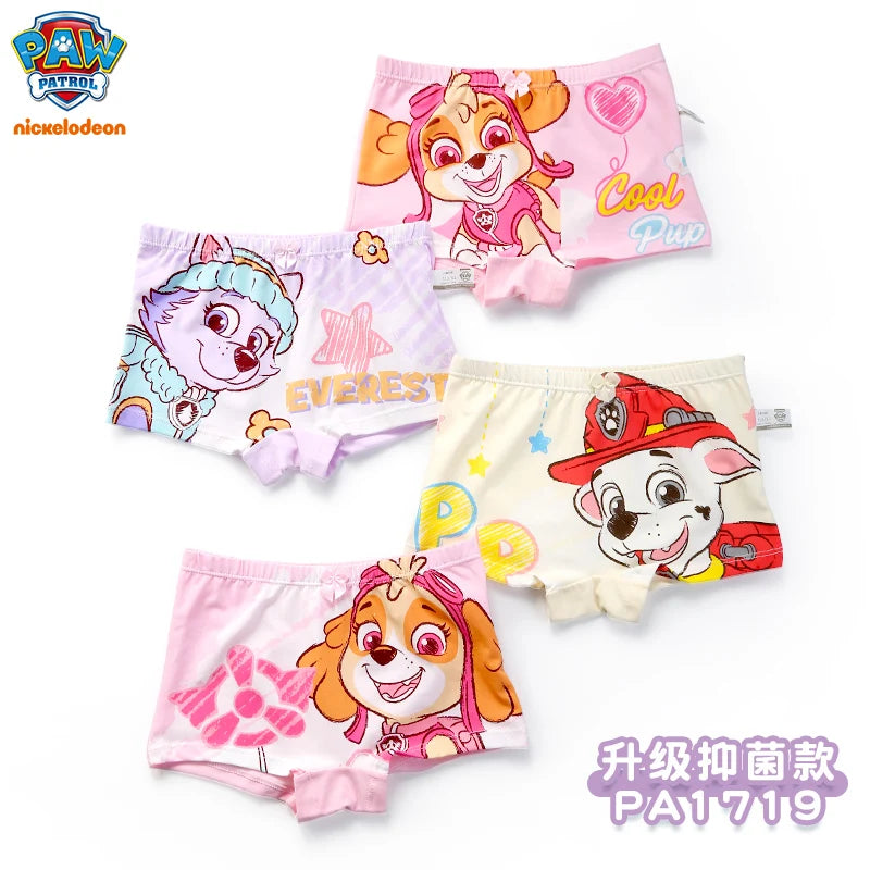 4PCS Genuine Paw Patrol Skye Girl Children Cotton Underwear Printing Panties Kids Short Panties Underpants Girls Briefs Panties