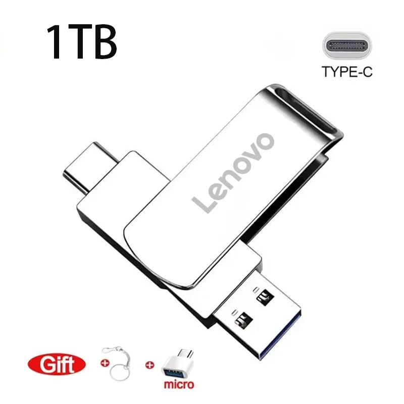 Lenovo 64TB USB 3.2 Pen Drive 16TB High Speed Transfer Metal Portable SSD Pendrive Cle 4TB U Disk Flash Drive Memoria USB Stick