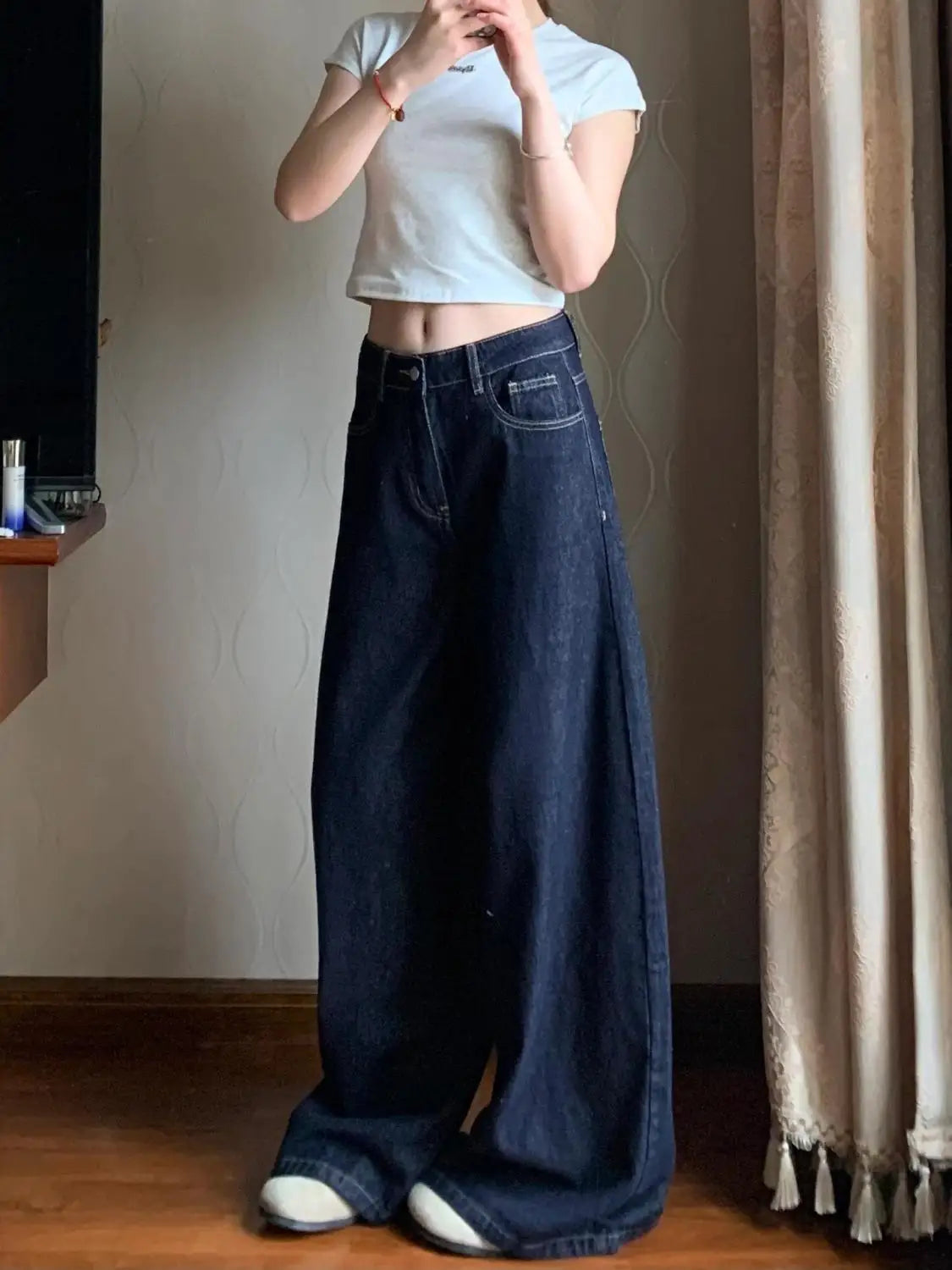 Harajuku Fashion Korean Popular Clothes Women's Denim Pants Bootcut Jeans Y2k Baggy American Vintage Pant Woman Clothing 2000s