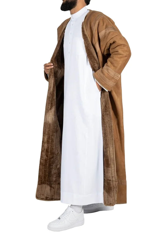 Wholesale New Arrival 2025 Oem Custom High Quality Men's Winter Bisht Coat Bisht Farwa for Prayer Made of Polyester for Adults